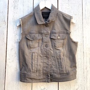 Paige Reagan Gray Jean Trucker Vest Size M